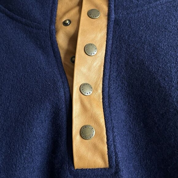 Orvis Wool 1/4 Snap Sweater Mens Size L Blue Elbow Patches Long Sleeve Pullover - Picture 12 of 12